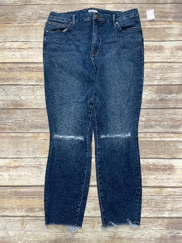 Jeans Straight By Good American In Blue Denim, Size: 18