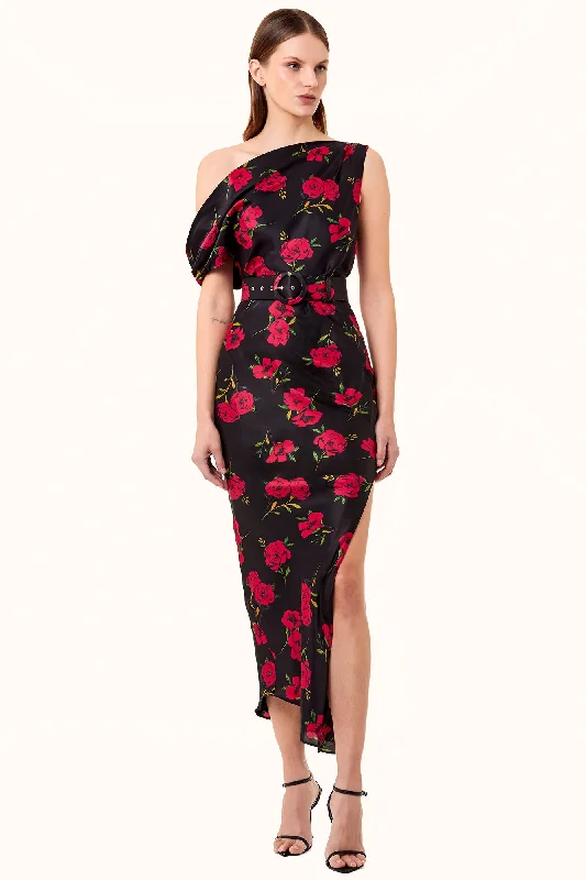 Calantha Dress - Magenta Rose Print