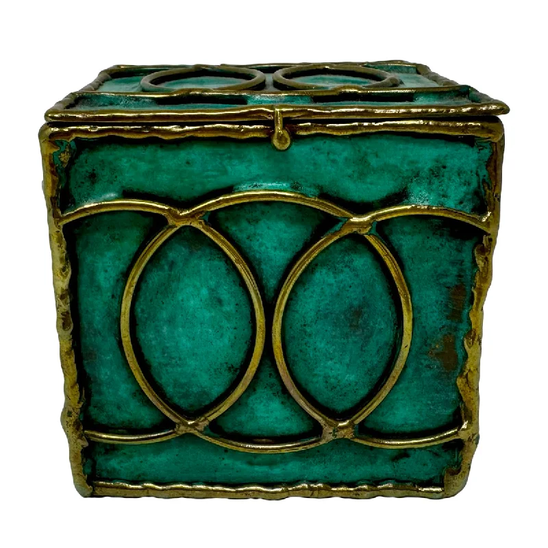 Decorative Metal Box with Circular Motif