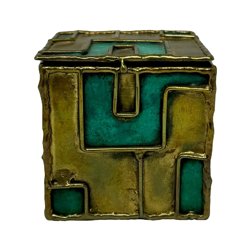 Decorative Metal Box With Rectangular Motif