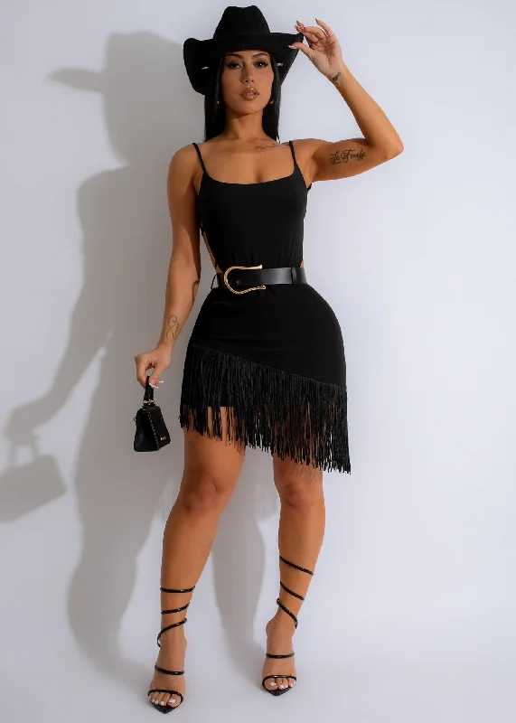 My Rhythm Fringe Skirt Black