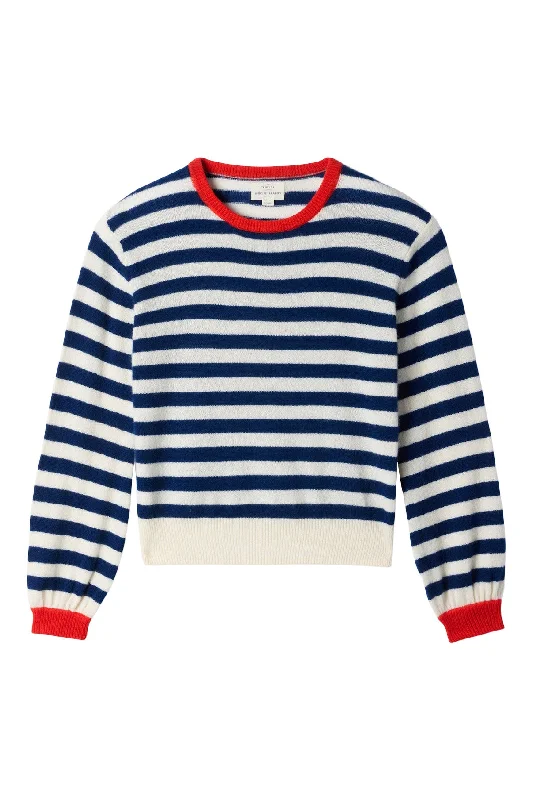 Trovata Birds of Paradis Ryann Sweater in Navy Stripe with Red