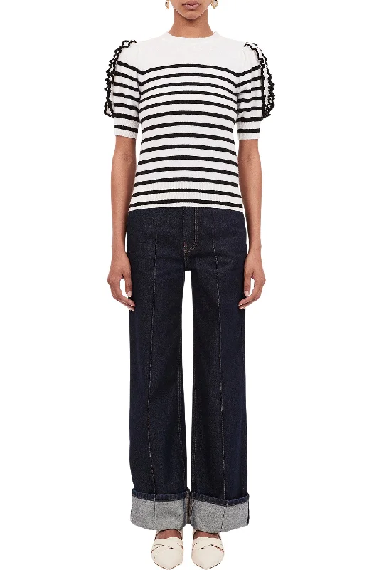 Ulla Johnson Ottilie Top in Noir Stripe