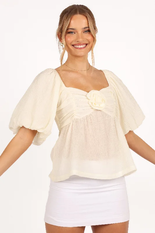 Emerson Rosette Top - Ivory