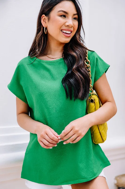 Hello Beautiful Kelly Green Cap Sleeve Top