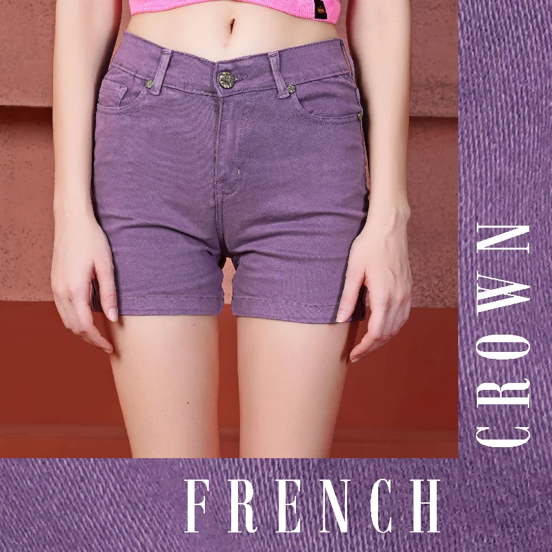 Oyster Purple Women Denim Shorts