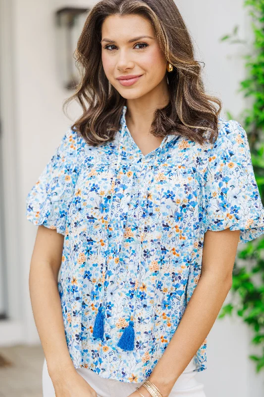 Remember You Well Blue Floral Blouse