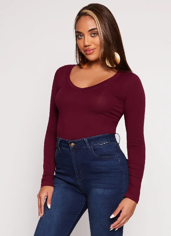 Basic V Neck Long Sleeve Top