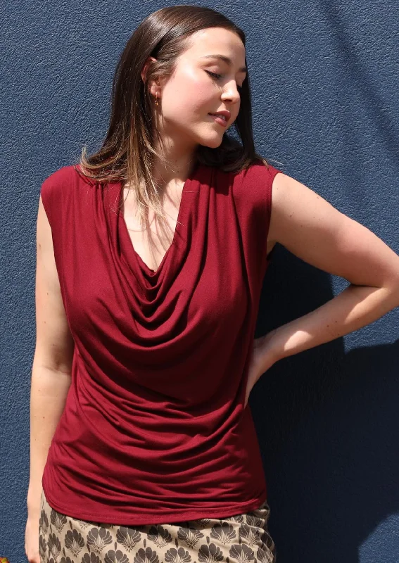 Cowl Neck Top Maroon