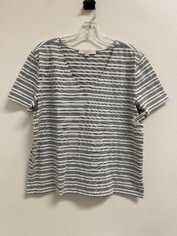 Top Short Sleeve By Loft In Striped Pattern, Size: M