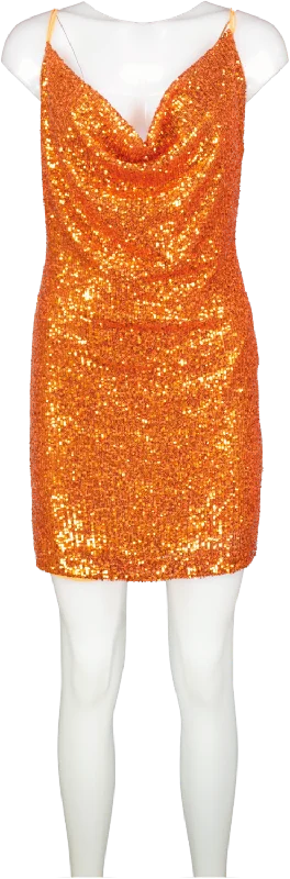 Aggi Orange Selena Sun. Sequin Mini Dress UK S