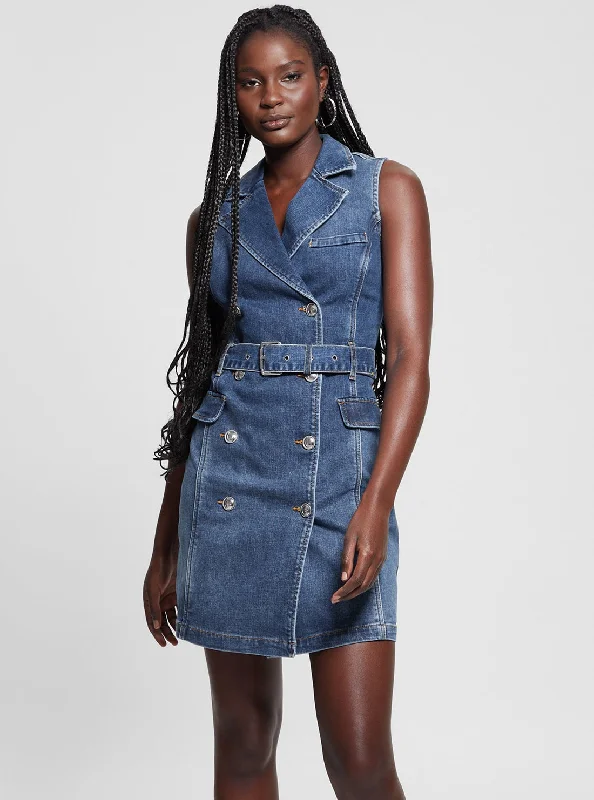 Blue Denim Anela Trench Mini Dress