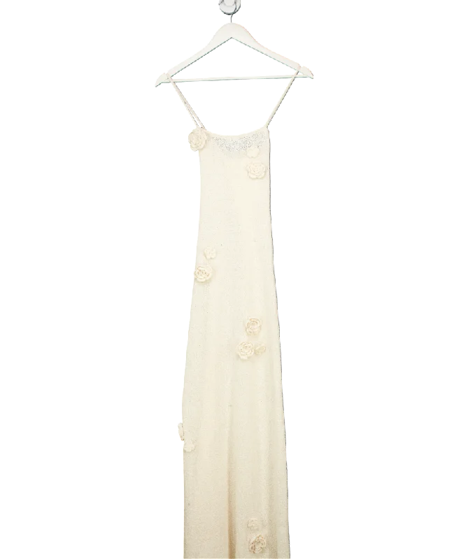 4th & Reckless Cream Isla Floral Embellished Knitted Maxi Dress UK 8