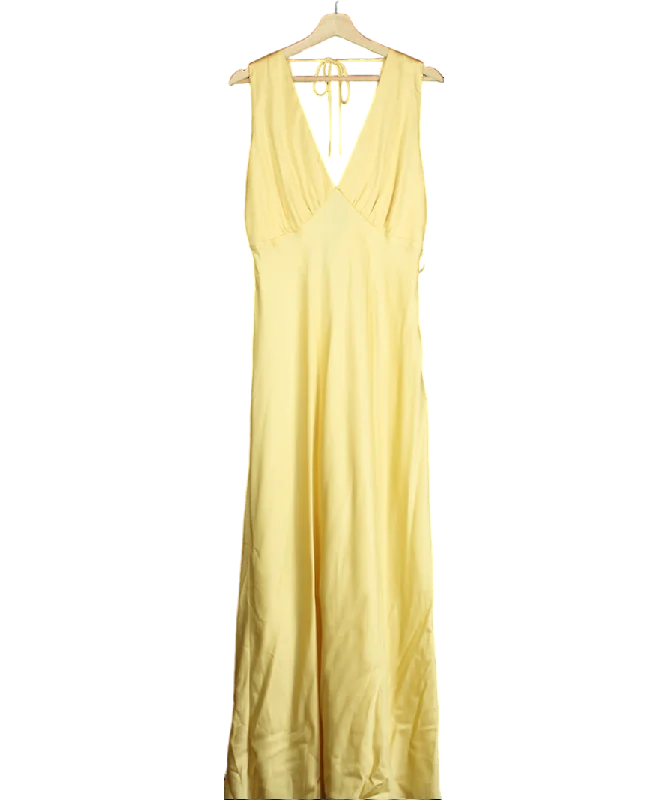 Abercrombie & Fitch Yellow Plunge Cowl Back Maxi Dress UK L