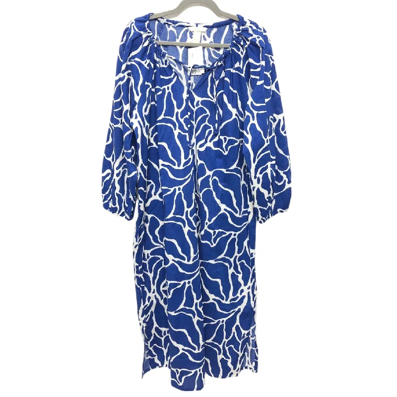 Dress Casual Midi By H&m In Blue & White, Size: M