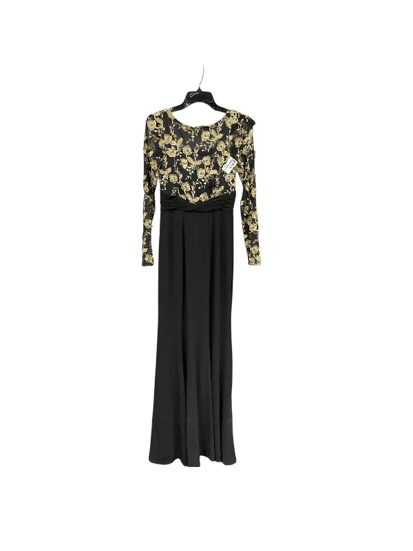 Dress Party Long By Cache In Black & Gold, Size: 4