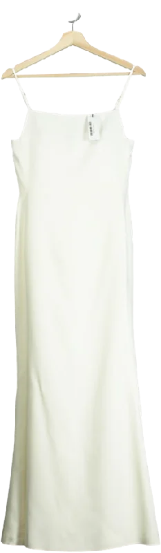 Karen Millen White Compact Stretch Viscose Tailored Square Neck Maxi Dress UK 8