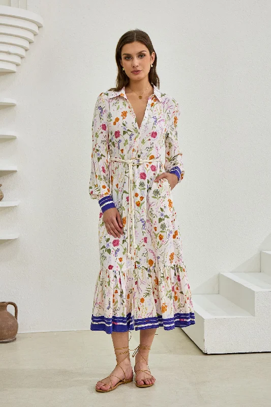 Lyvanne Multicolour Floral Belted Midi Dress