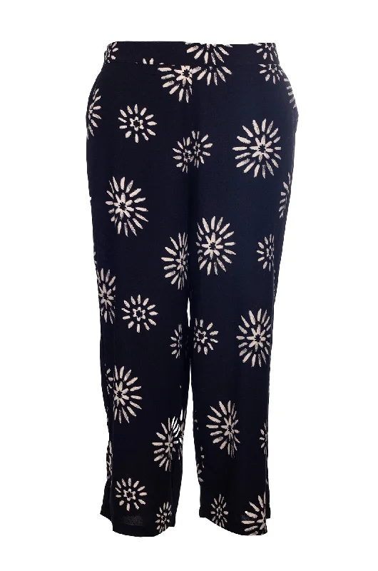 Printed pull on Crop Pants | Black Natural Stars | 7334A1