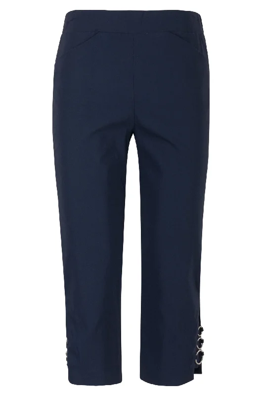 Mid Calf Pants with 3 ring details | NAVY | 6307A1