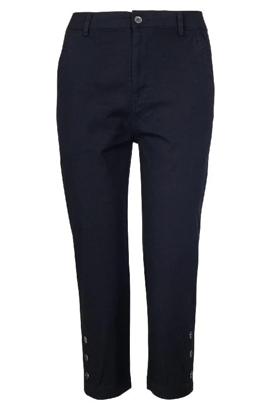 Mid Calf Pants with hem detail | Black | 6813A1