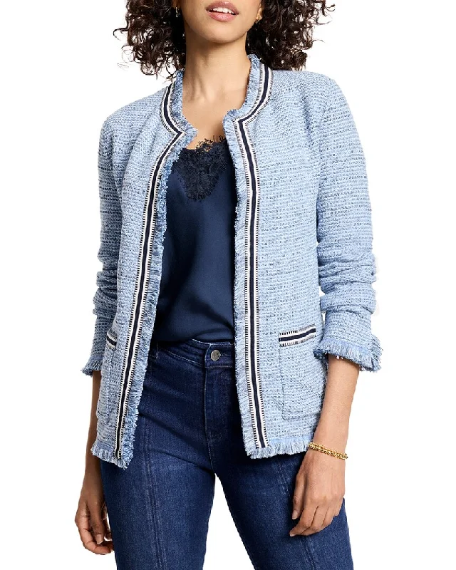 NIC & ZOE Indigo Fringe Mix Knit Jacket