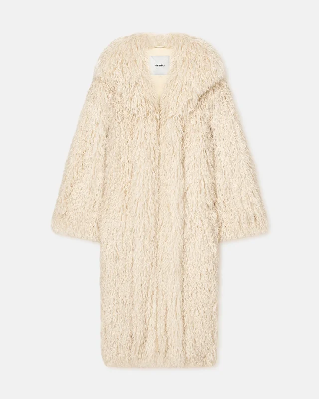 Kilah - Faux Racka Fur Coat - Creme