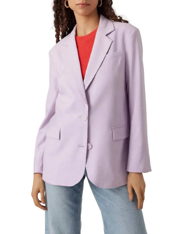 Thuytroian Long Sleeve Classic Blazer In Orchid Bloom