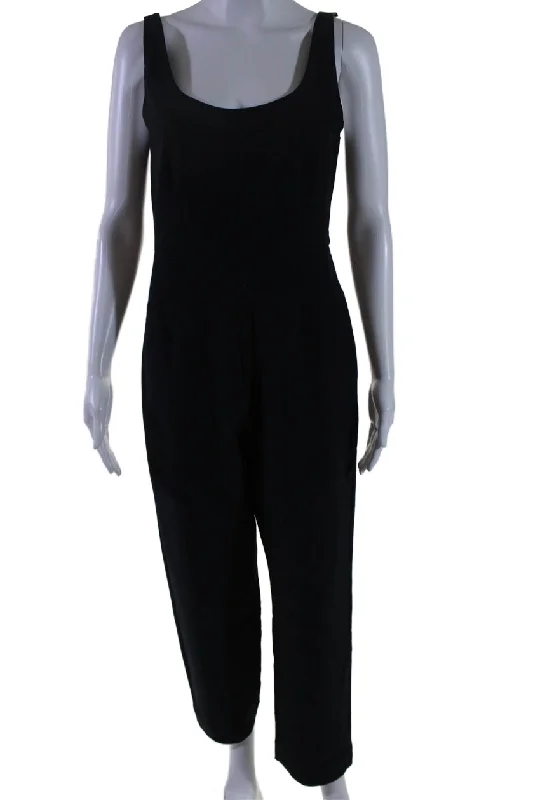 Aday Womens Stretch Round Neck Sleeveless Power Suit Jumpsuit Midnight