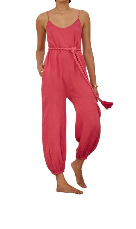 Balloon Jumpsuit In Rose