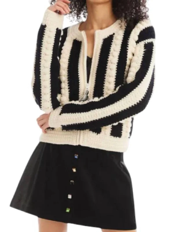 Crochet Cardigan In Black/white