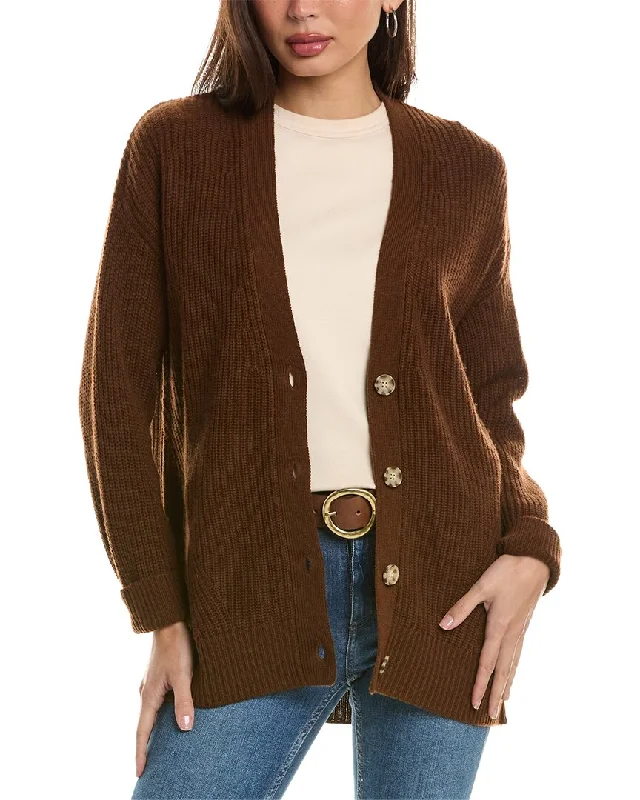 Hannah Rose womens  Oversized Shaker Wool & Cashmere-Blend Cardigan, s, Brown