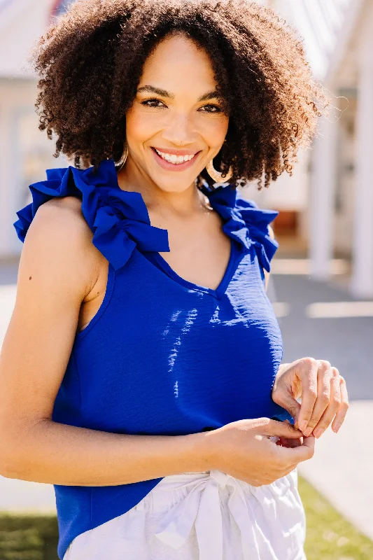 Happy Days Royal Blue Ruffled Tank