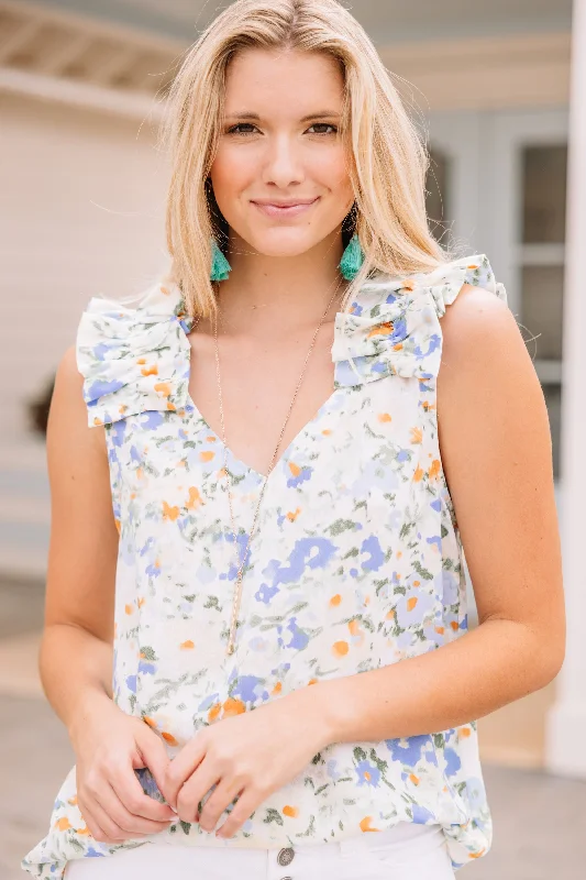 Keep Going Blue Ditsy Floral Tank