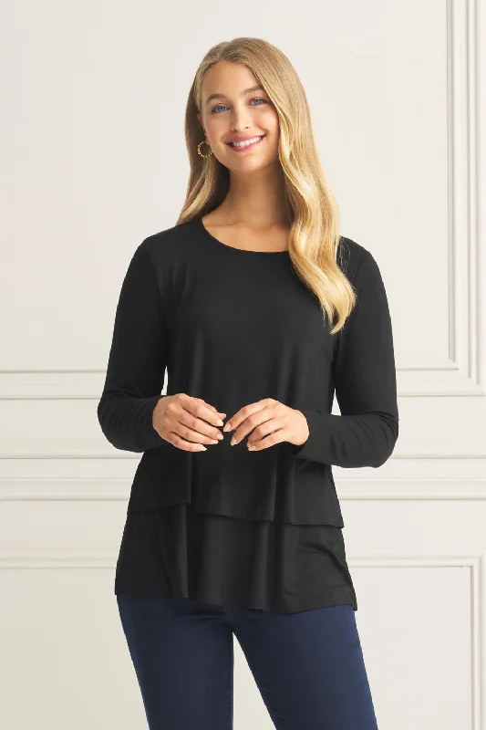 Long Sleeve Layered Tee - Black