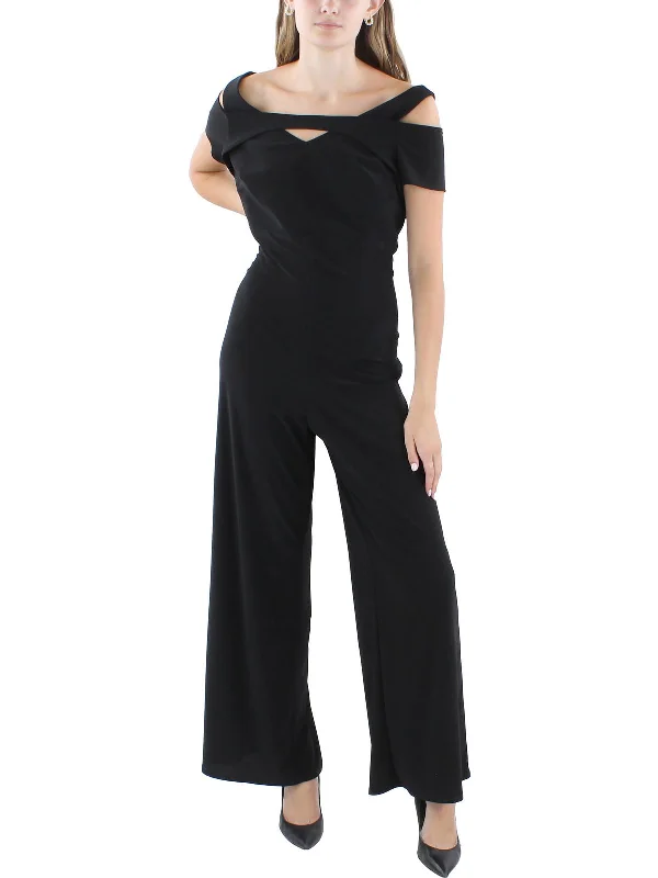 Petites Womens Solid Polyester Jumpsuit