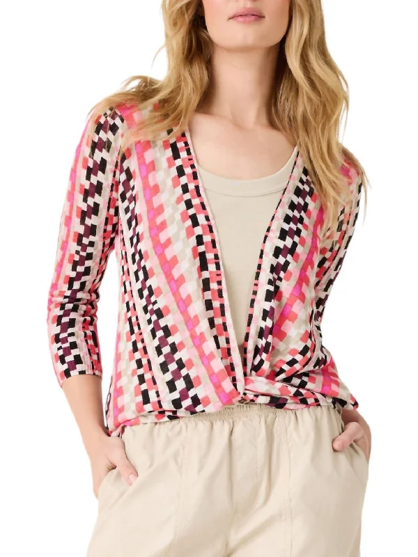 Pixel Sunset 4-Way Cardigan In Pink