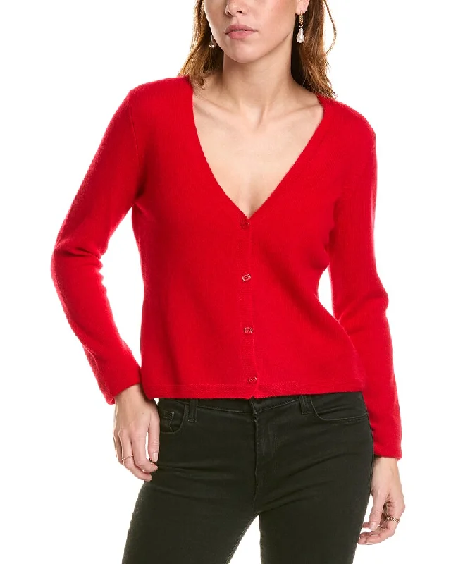 sofiacashmere Modern V-Neck Cashmere Cardigan