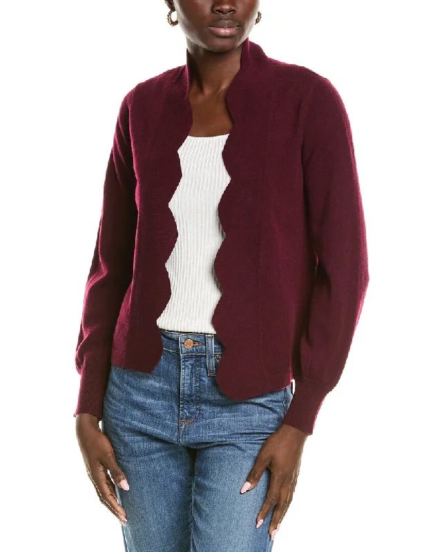 sofiacashmere Scallop Edge Cashmere Cardigan