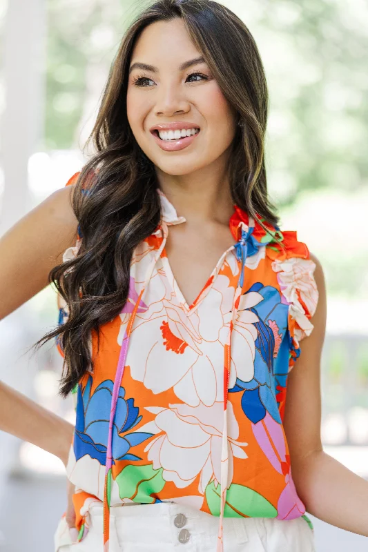 Treat Yourself Orange Floral Tank